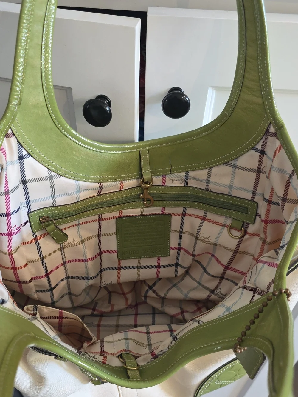 Coach Super Rare Humongus Embossed Trim And Jacqard Belted Ergo